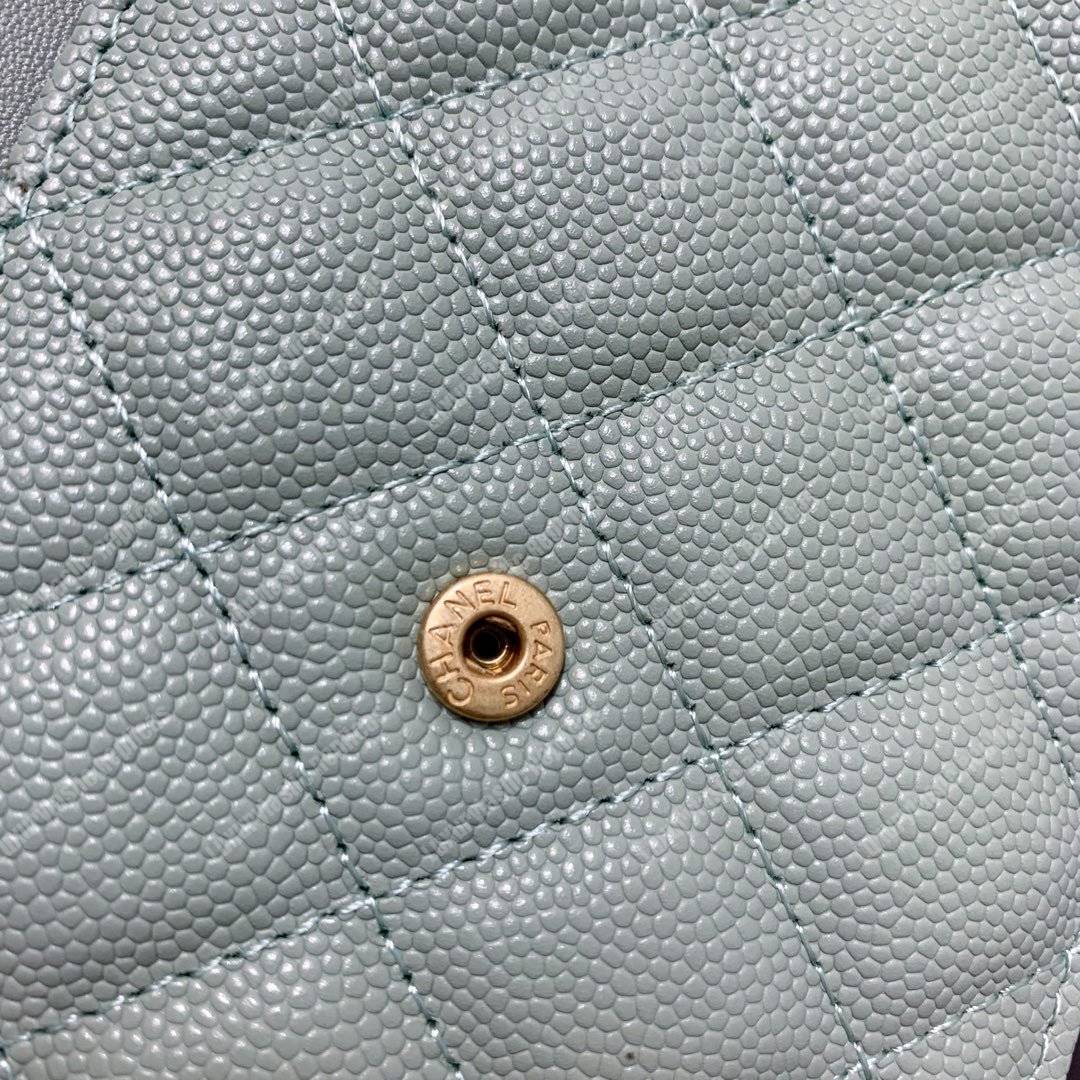 Ch*el wallet on chain – woc cc filigree seafoam green grained calfskin