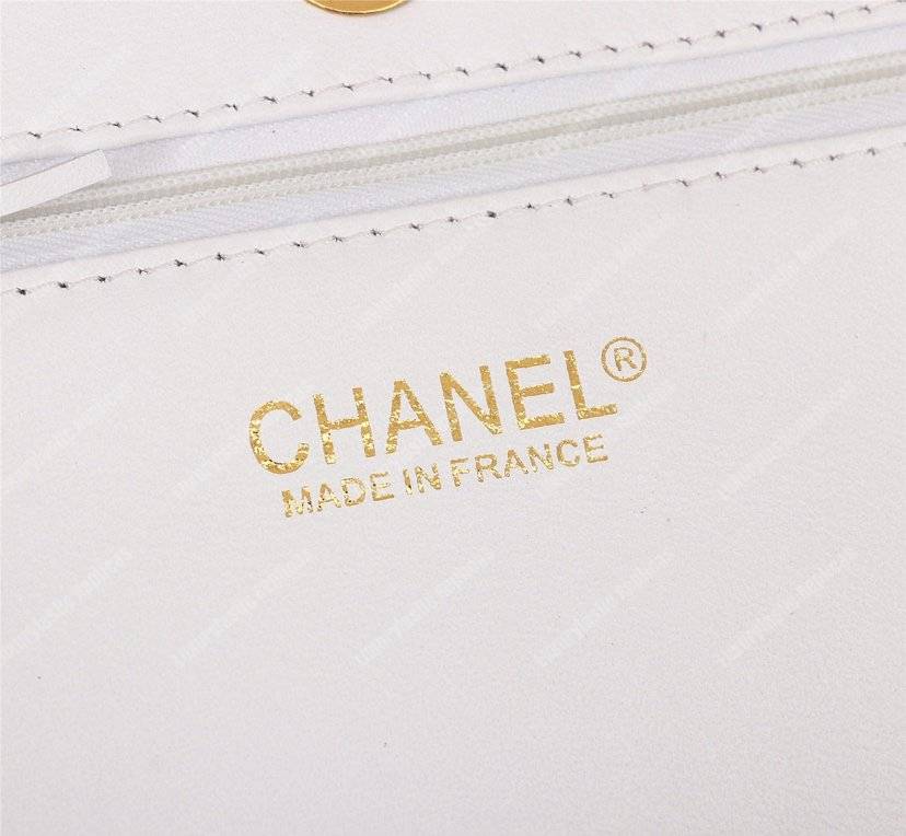 Ch*el gabrielle wallet on chain – woc crocodile embossed leather white