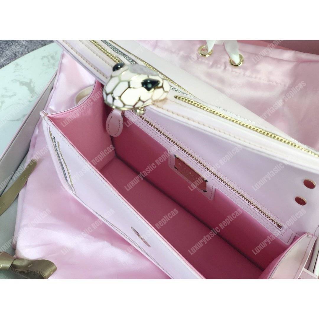 BVL Serpenti Diamond Blast Shoulder Bag Crystal Rose With Chain Motif