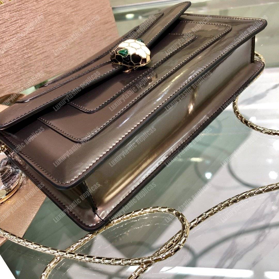 BVL Serpenti Forever Flap Cover Long Bag Metallic Rose Quartz