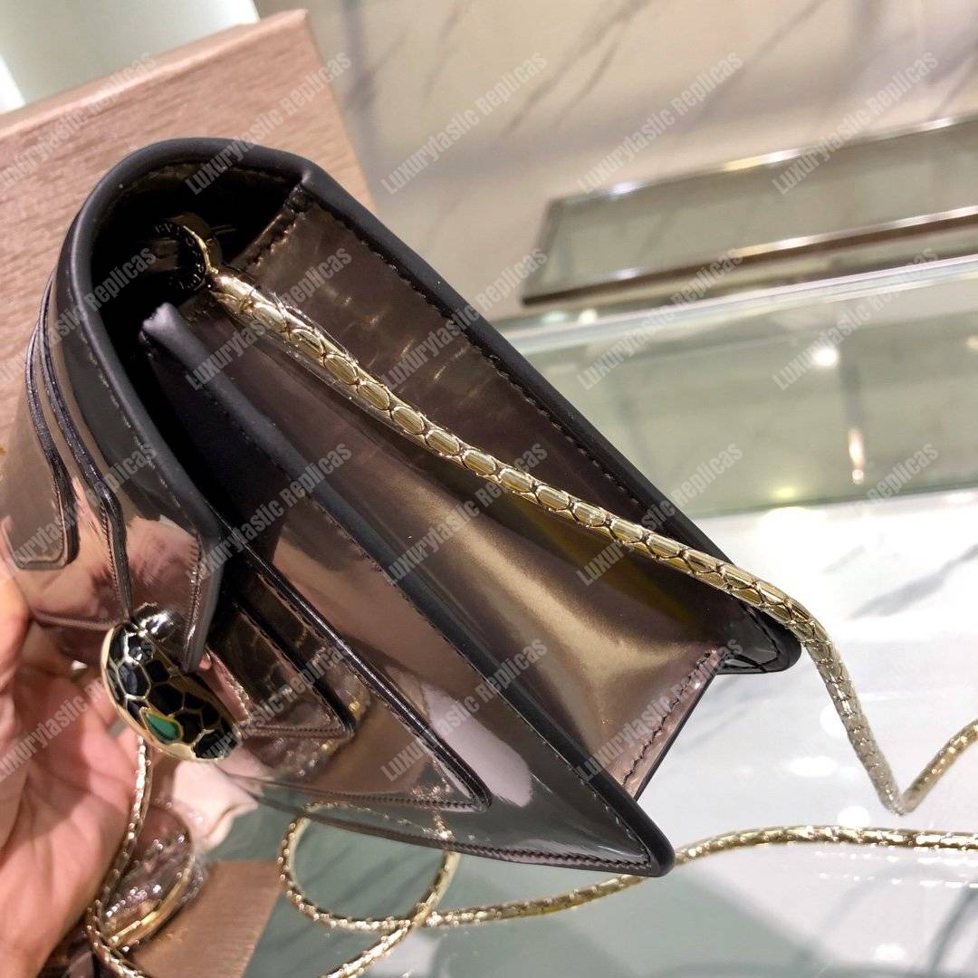 BVL Serpenti Forever Flap Cover Long Bag Metallic Rose Quartz