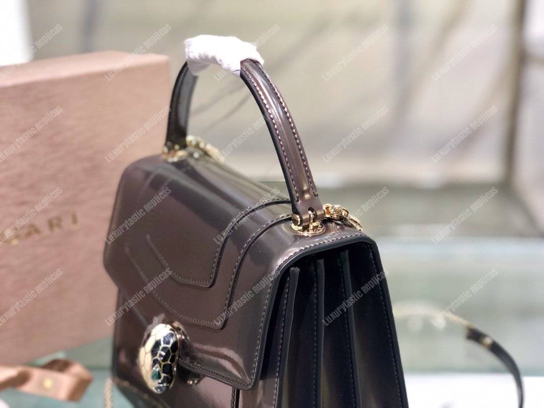 BVL Serpenti Forever Flap Cover Tophandle Bag Metallic Rose Quartz