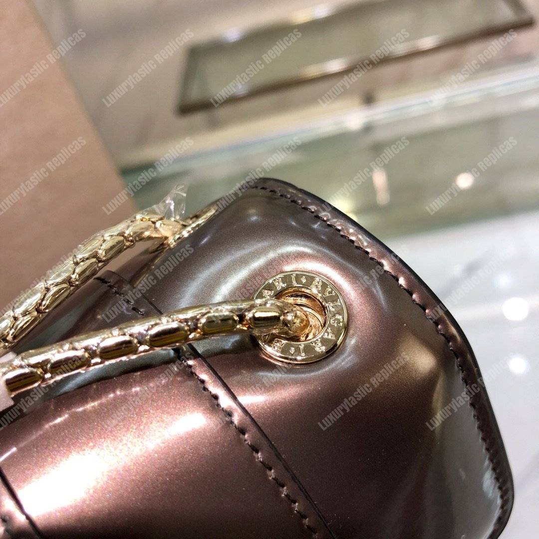 BVL Serpenti Forever Flap Cover Bag Metallic Rose Quartz