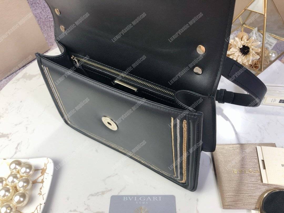 BVL Serpenti Diamond Blast Shoulder Bag Black With Chain Motif