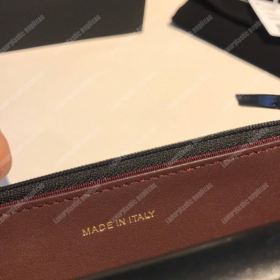 Ch*el wallet on chain – woc aged calfskin black