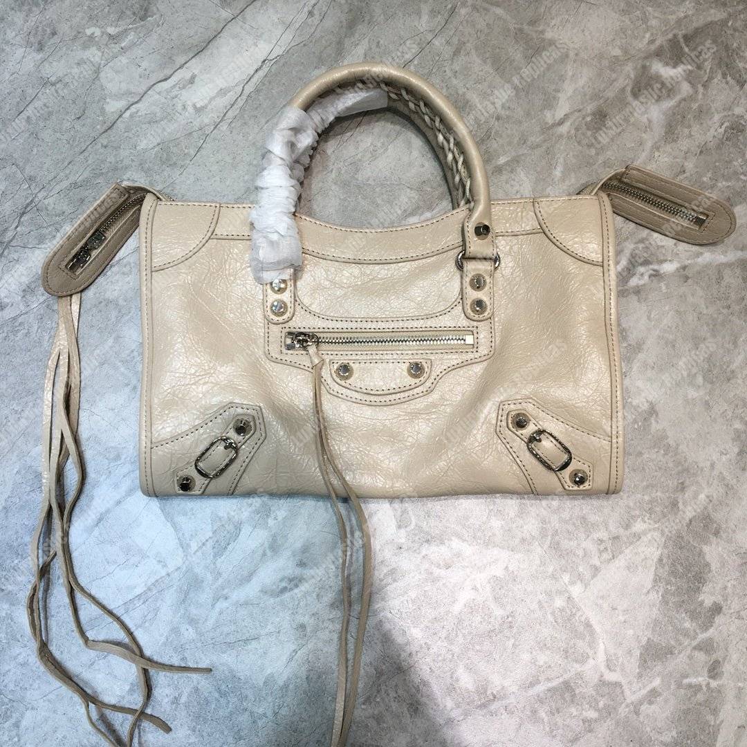Ba*len*cia*ga classic city s silver logo strap white