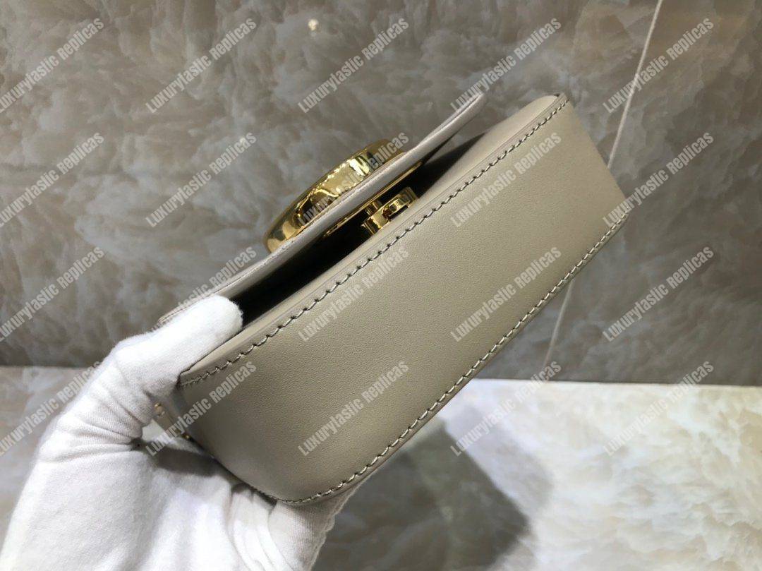 Chloe Mini Chloe C Bag In Shiny And Suede Calfskin Grey