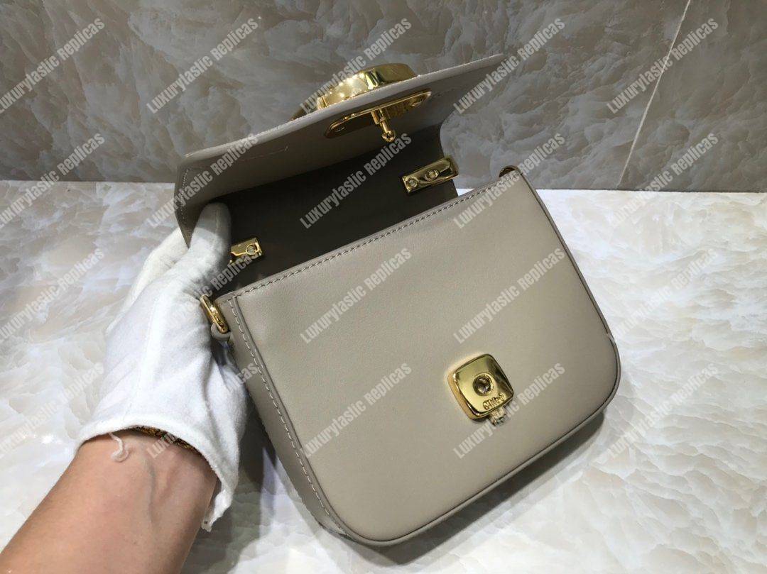 Chloe Mini Chloe C Bag In Shiny And Suede Calfskin Grey