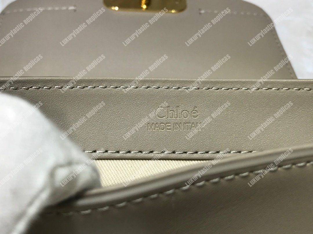 Chloe Mini Chloe C Bag In Shiny And Suede Calfskin Grey