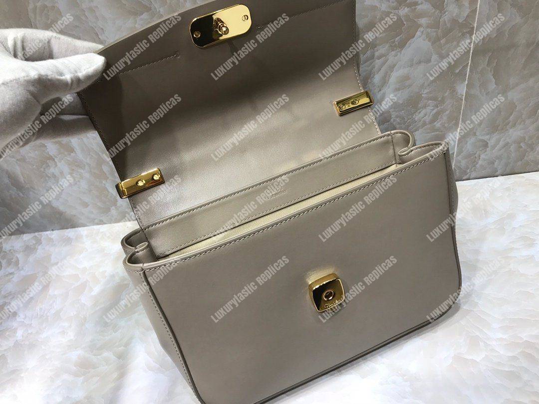 Chloe Small “C” Double Carry Bag In Shiny And Suede Calfskin Grey