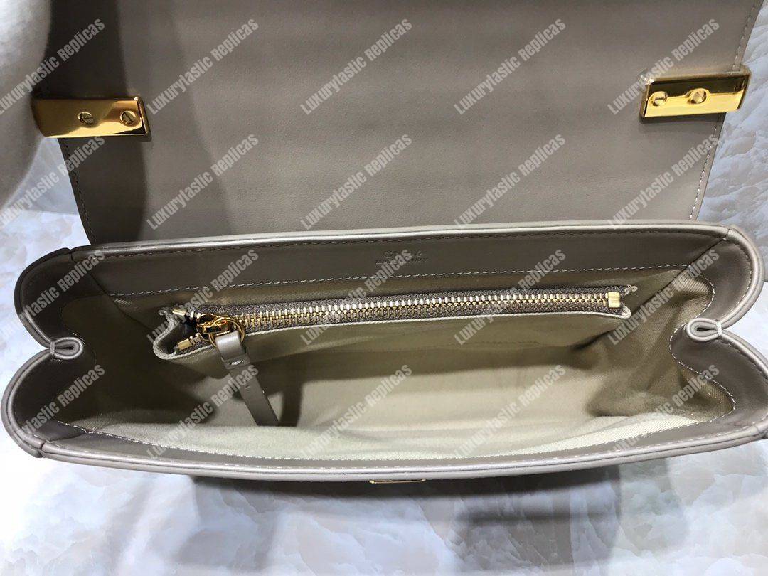 Chloe Small “C” Double Carry Bag In Shiny And Suede Calfskin Grey