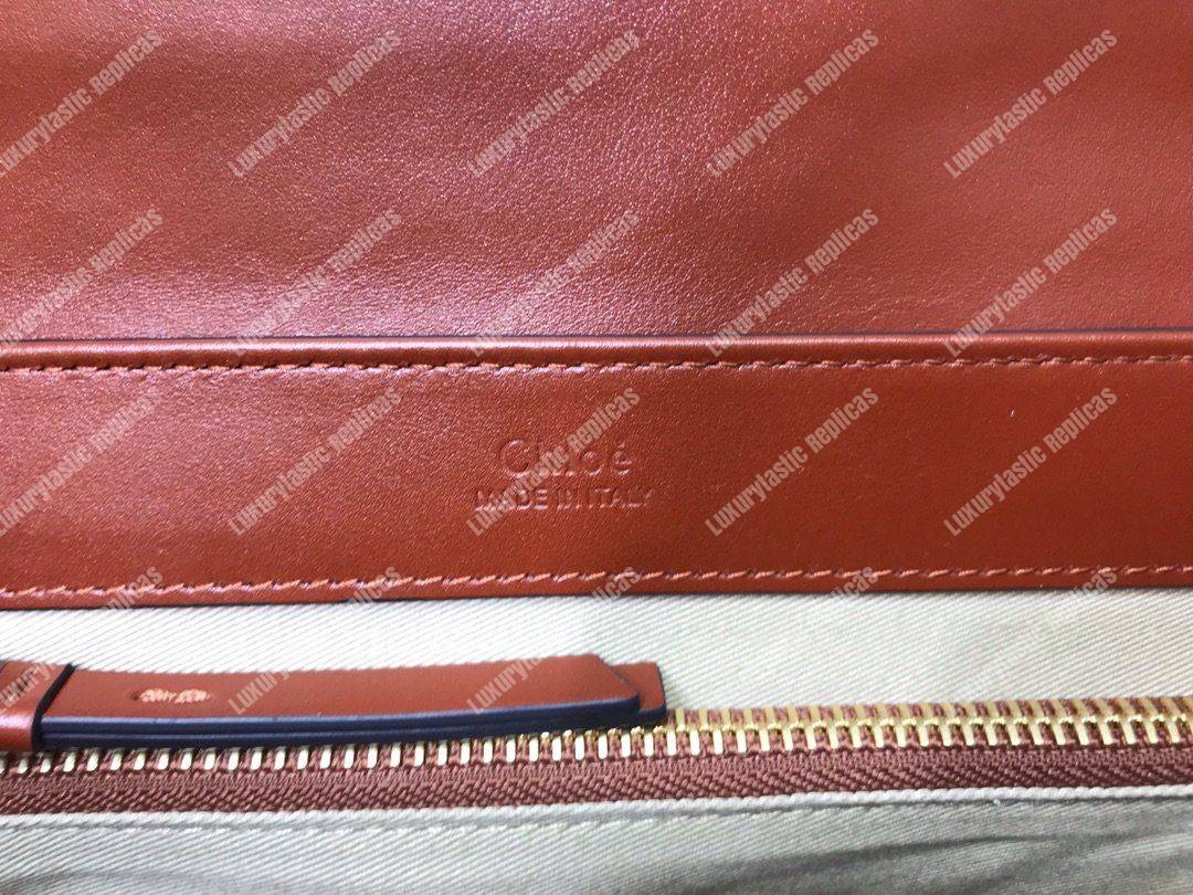 Chloe Small “C” Double Carry Bag In Shiny And Suede Calfskin Brown