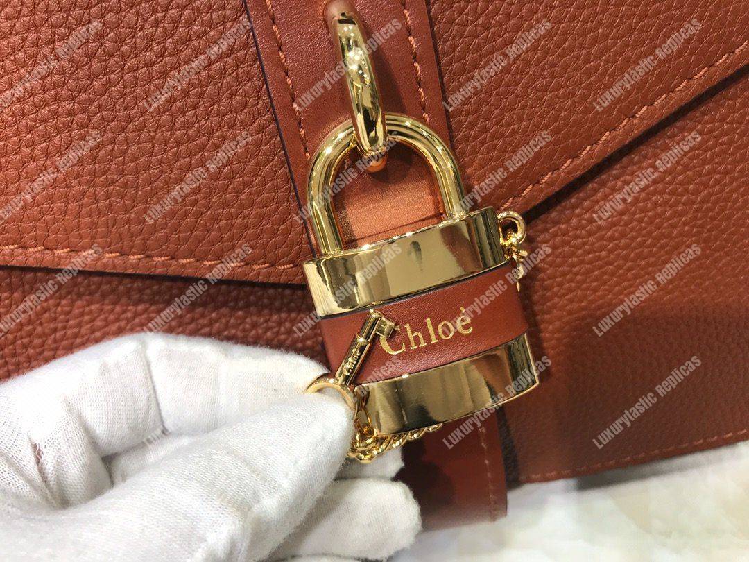Chloe Medium Aby Day Shoulder Bag In Grained And Shiny Calfskin Brown