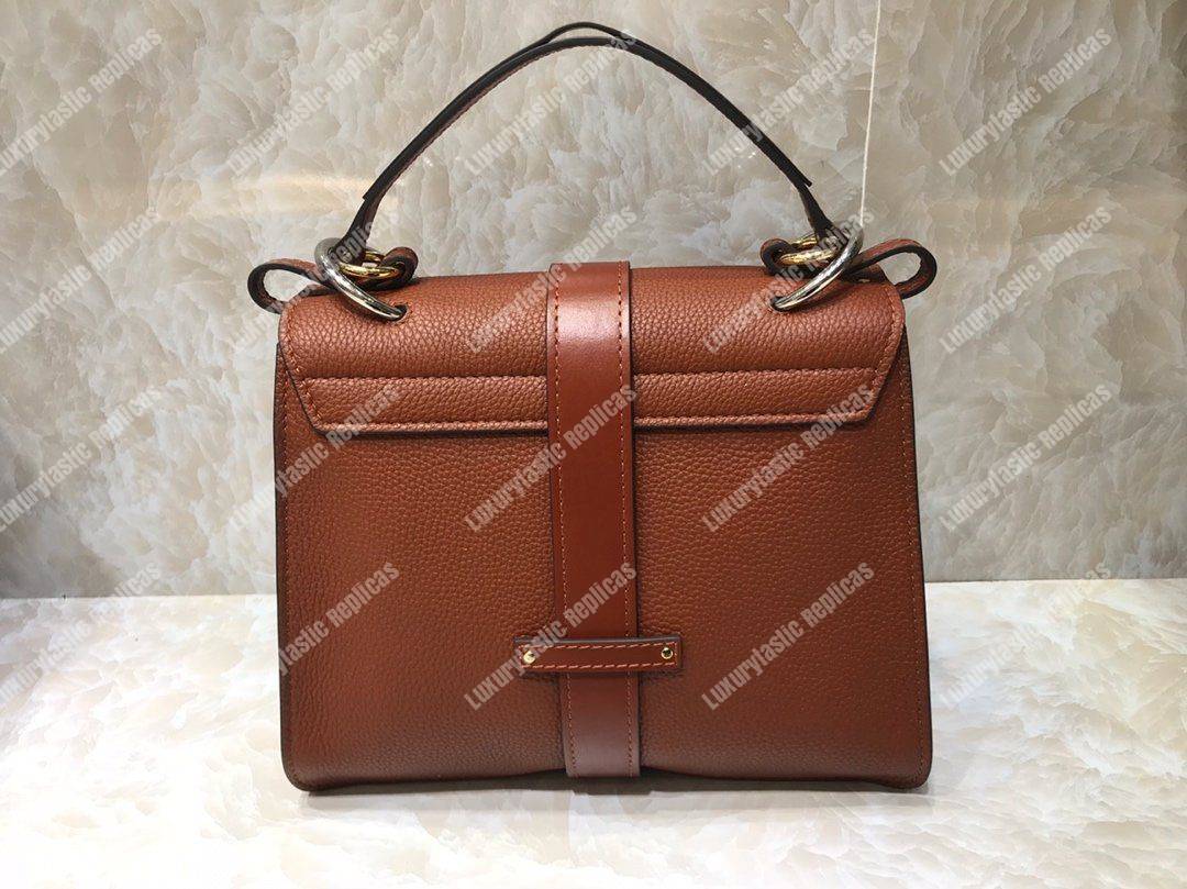 Chloe Medium Aby Day Shoulder Bag In Grained And Shiny Calfskin Brown