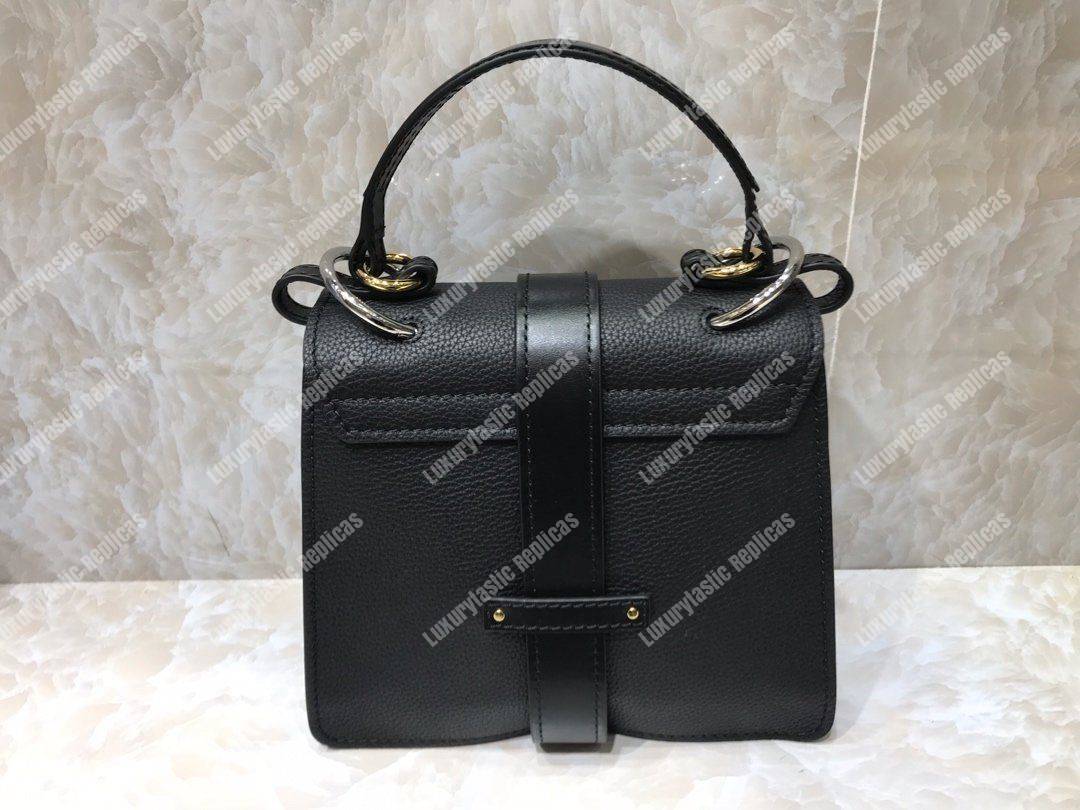 Chloe Small Aby Day Shoulder Bag In Grained And Shiny Calfskin Black