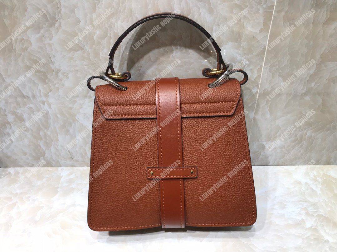 Chloe Small Aby Day Shoulder Bag In Grained And Shiny Calfskin Brown