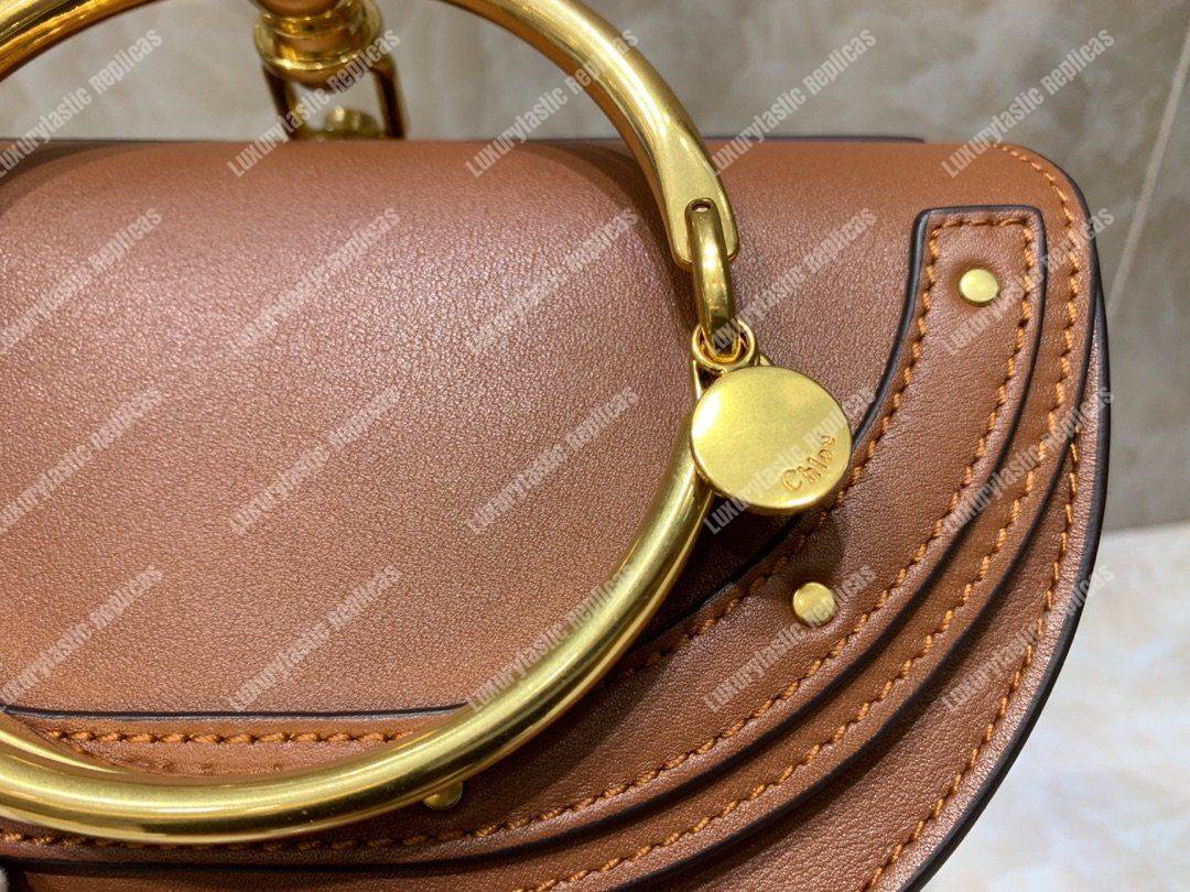 Chloe Small Nile Minaudière In Smooth Calfskin Brown