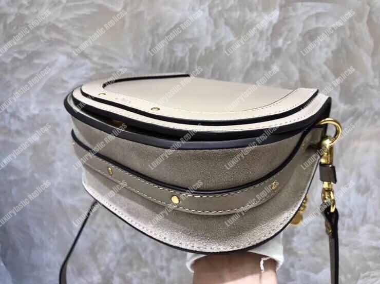 Chloe Small Nile Bracelet Bag In Smooth And Suede Calfskin Grey