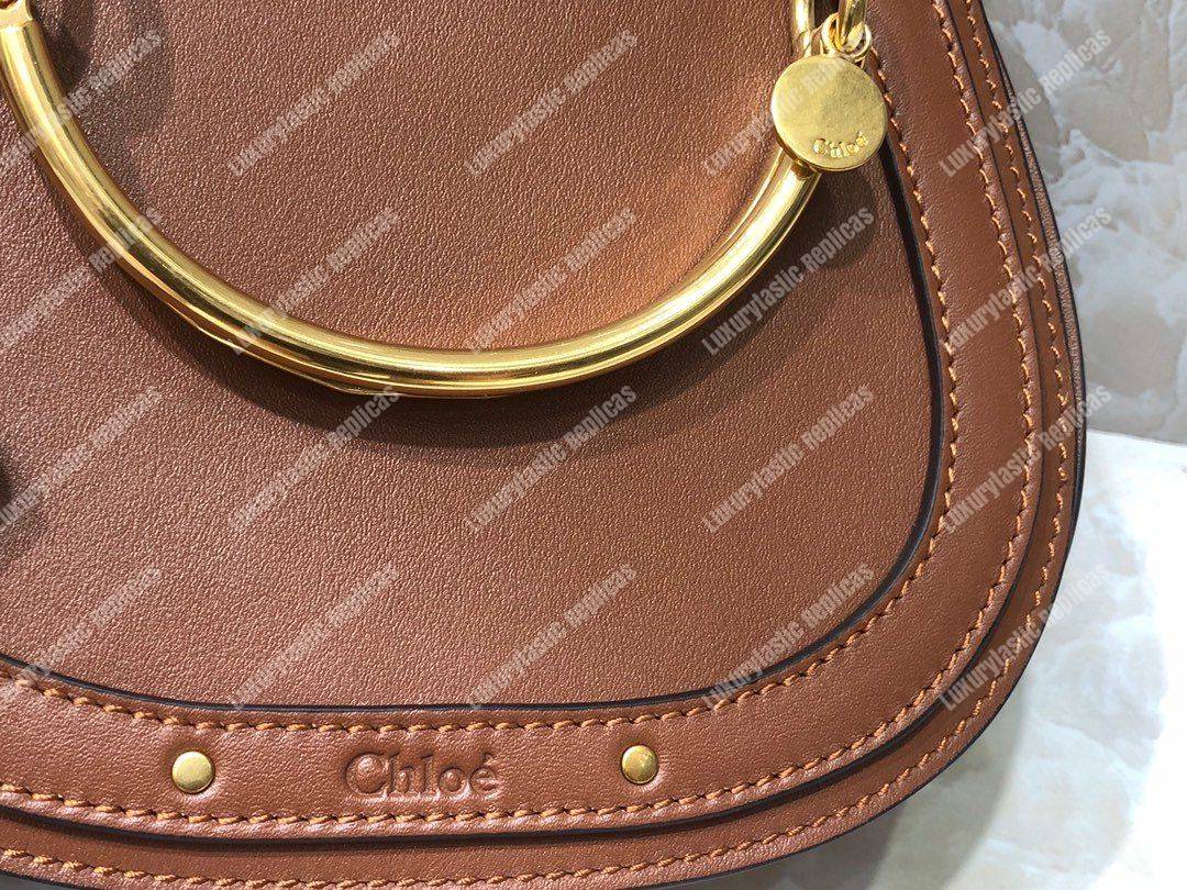 Chloe Small Nile Bracelet Bag In Smooth And Suede Calfskin Brown