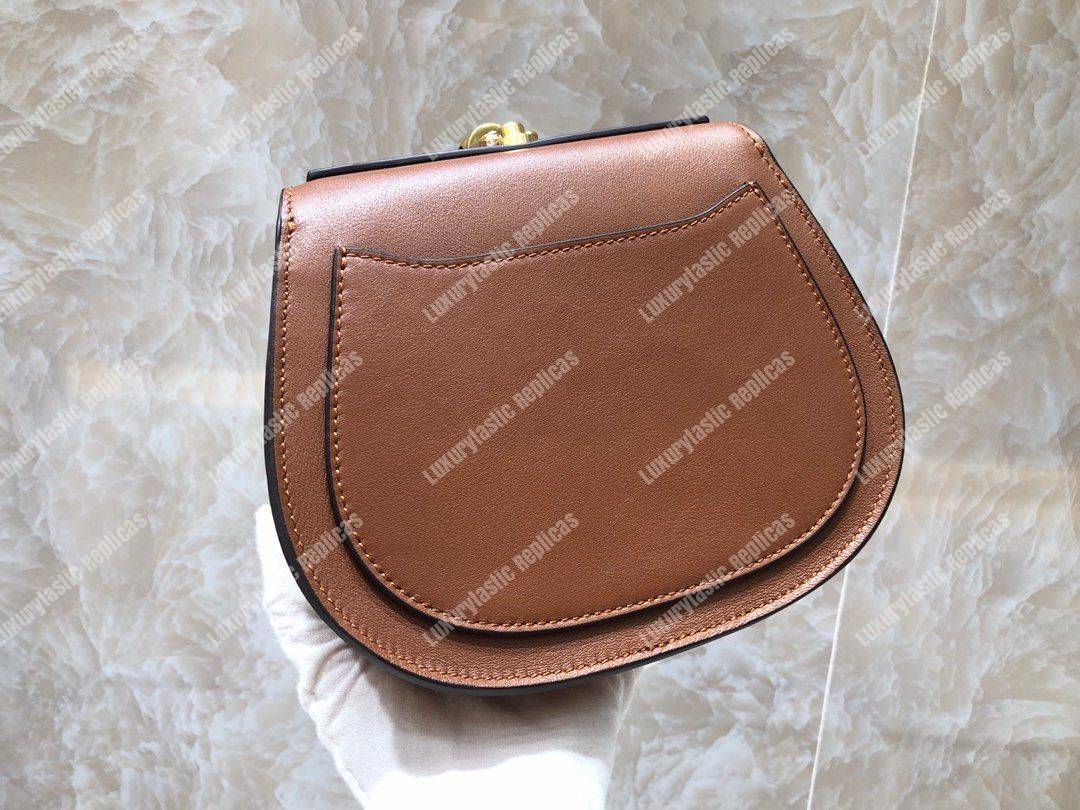Chloe Small Nile Bracelet Bag In Smooth And Suede Calfskin Brown