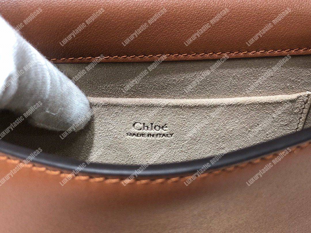 Chloe Small Nile Bracelet Bag In Smooth And Suede Calfskin Brown
