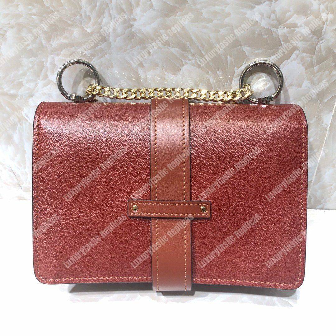 Chloe Aby Chain Shoulder Bag In Shiny Goatskin And Calfskin Red