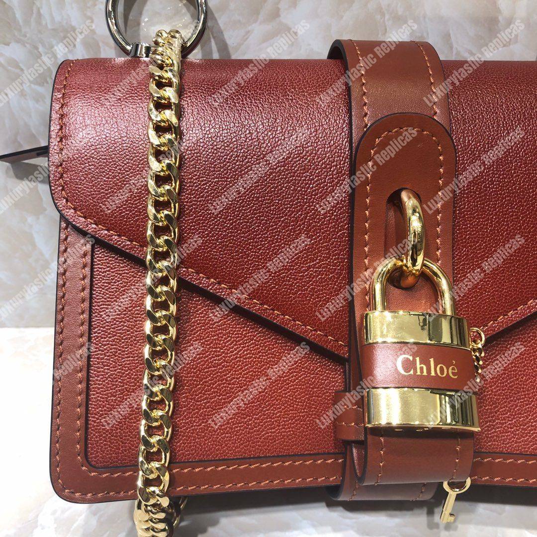 Chloe Aby Chain Shoulder Bag In Shiny Goatskin And Calfskin Red