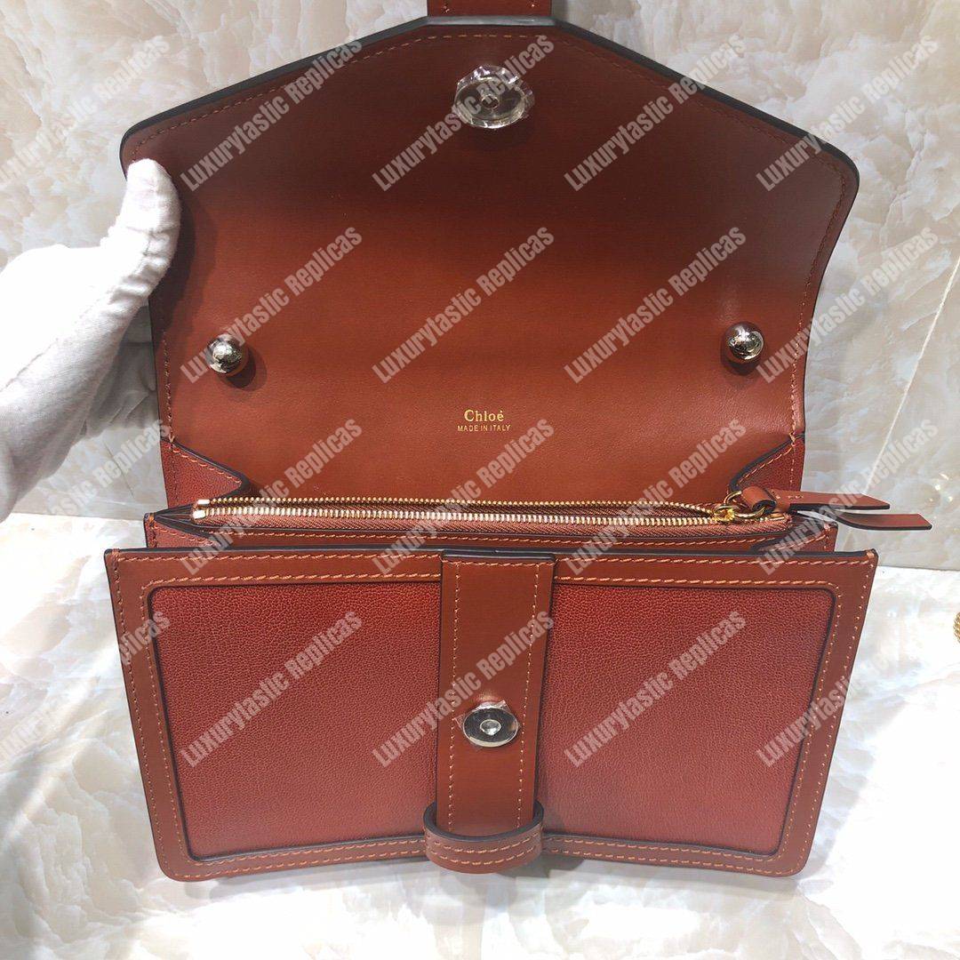 Chloe Aby Chain Shoulder Bag In Shiny Goatskin And Calfskin Red