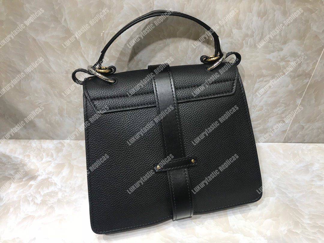 Chloe Medium Aby Day Shoulder Bag In Grained And Shiny Calfskin Black