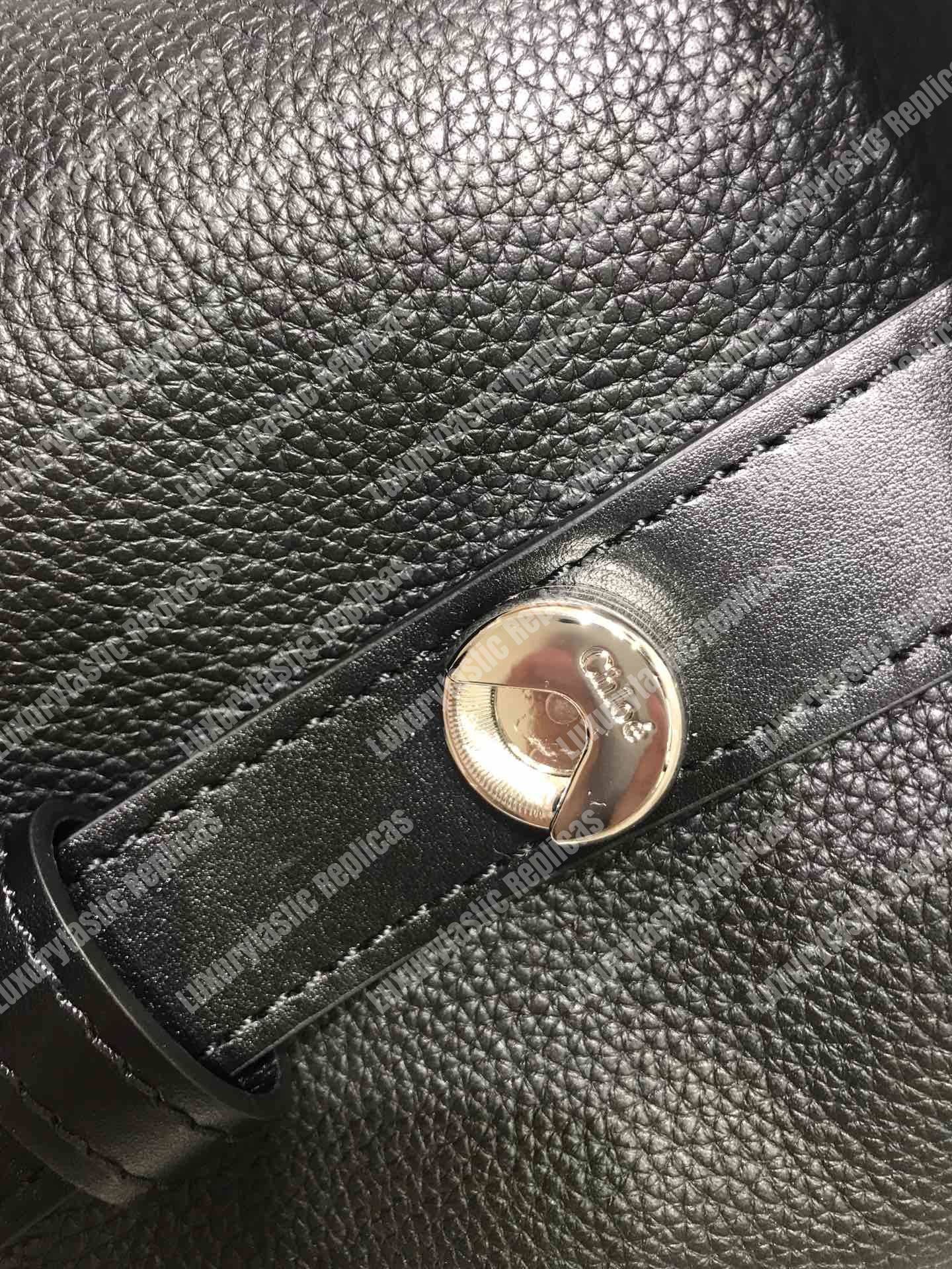 Chloe Medium Aby Day Shoulder Bag In Grained And Shiny Calfskin Black