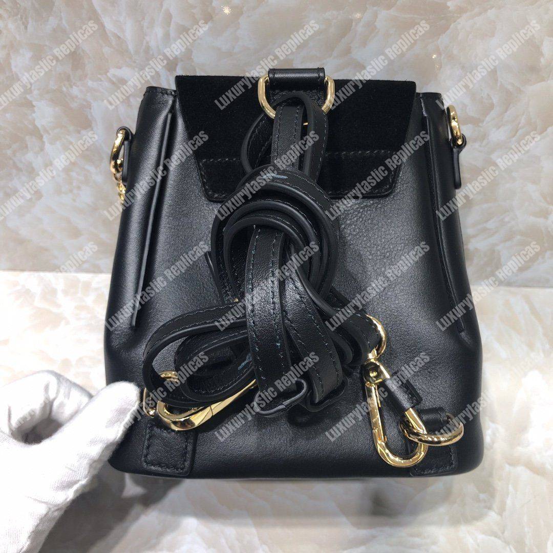 Chloe Mini Faye Backpack In Smooth And Suede Calfskin Black