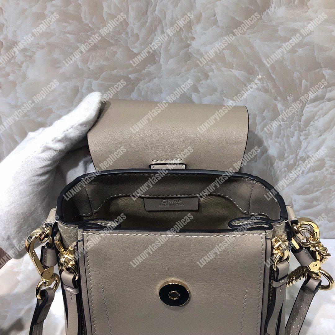 Chloe Mini Faye Backpack In Smooth And Suede Calfskin Grey