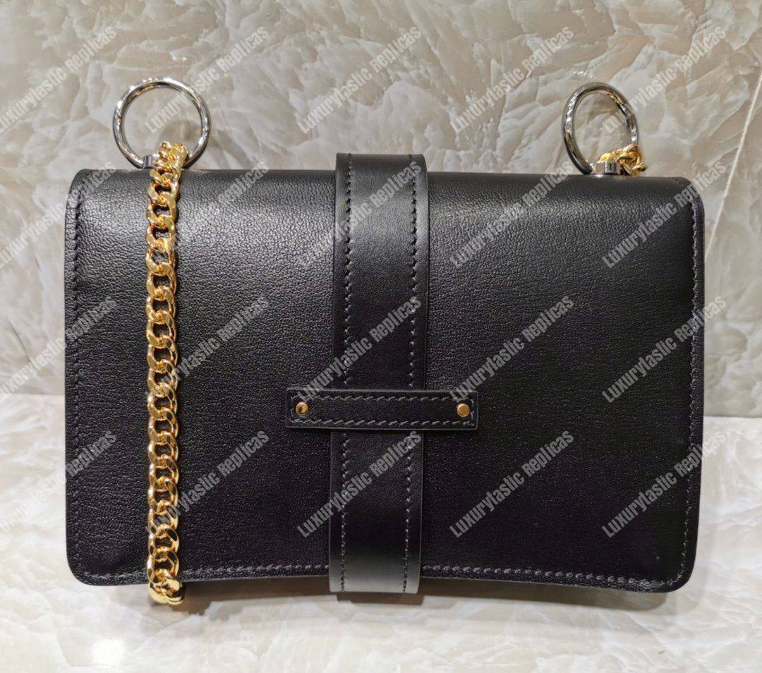 Chloe Aby Chain Shoulder Bag In Shiny Goatskin And Calfskin Black