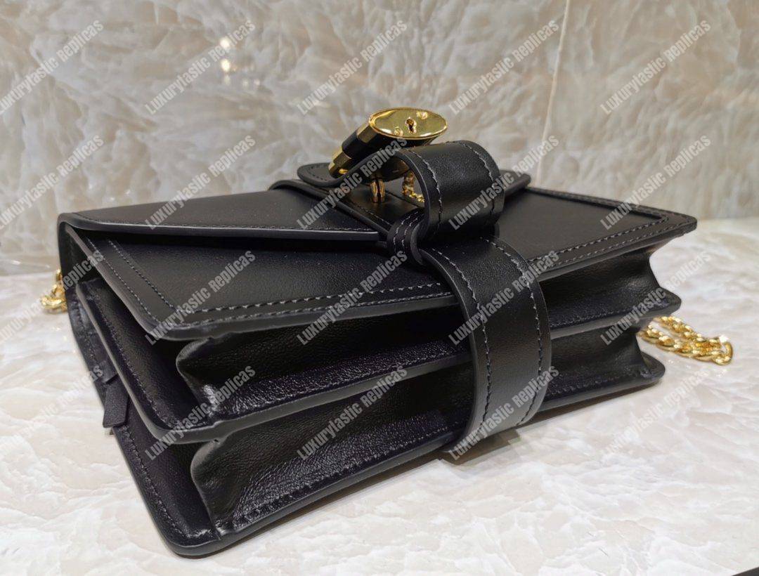 Chloe Aby Chain Shoulder Bag In Shiny Goatskin And Calfskin Black