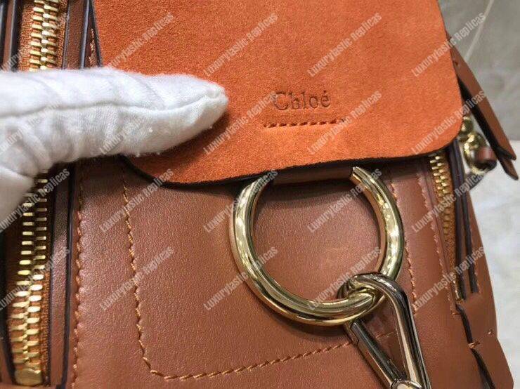 Chloe Mini Faye Backpack In Smooth And Suede Calfskin Brown