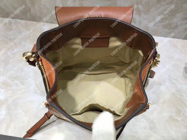 Chloe Mini Faye Backpack In Smooth And Suede Calfskin Brown