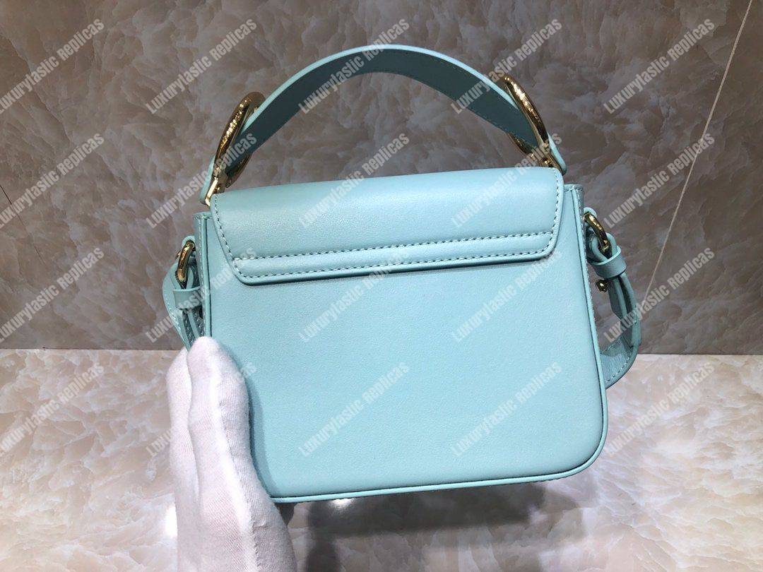 Chloe Mini Chloe C Bag In Shiny And Suede Calfskin Sky Blue