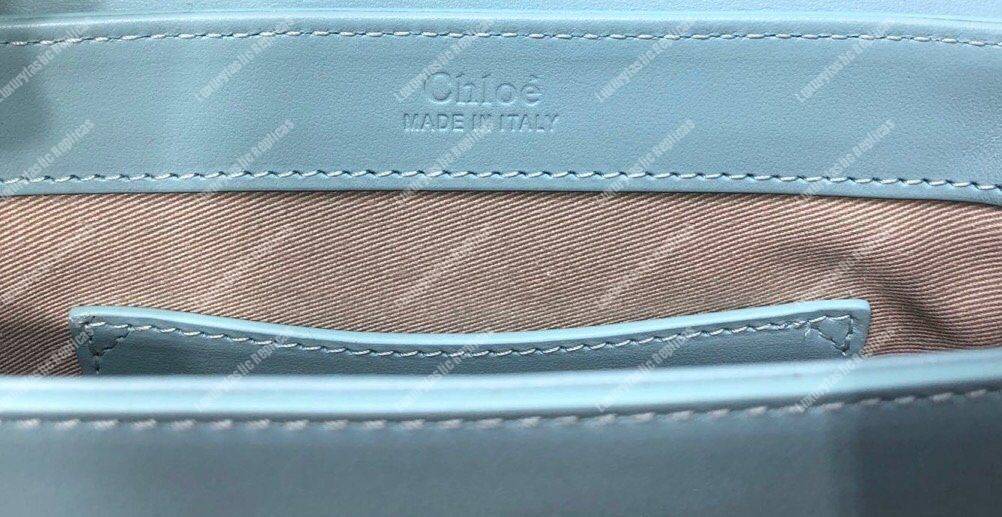 Chloe Mini Chloe C Bag In Shiny And Suede Calfskin Sky Blue