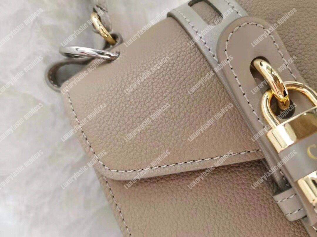 Chloe Small Aby Day Shoulder Bag In Grained And Shiny Calfskin Grey