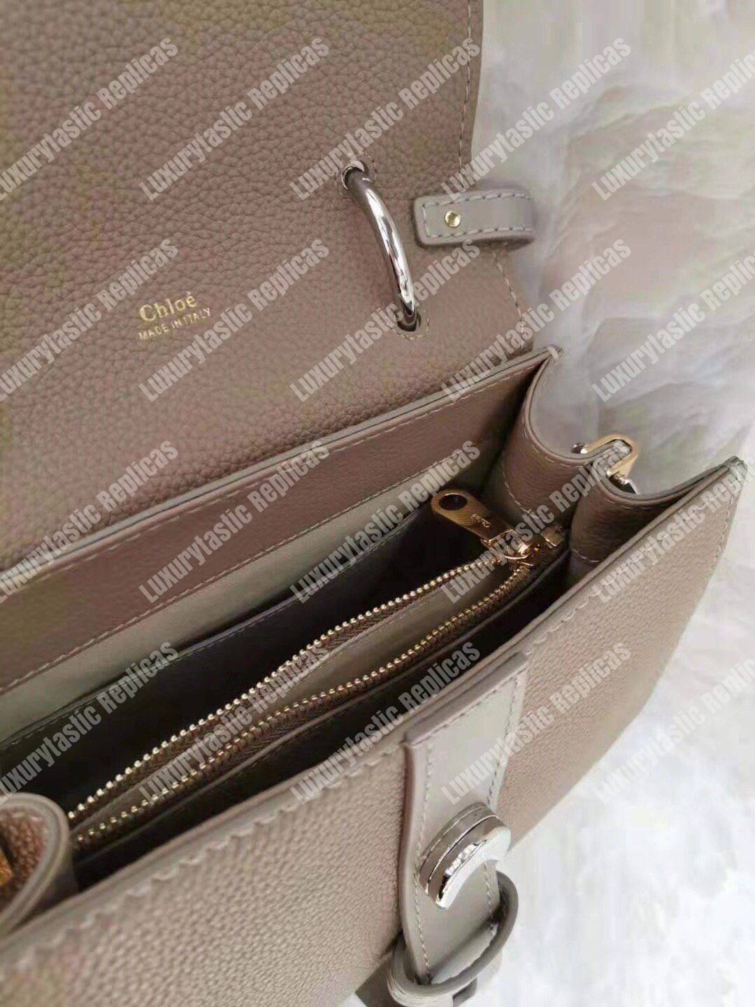 Chloe Small Aby Day Shoulder Bag In Grained And Shiny Calfskin Grey