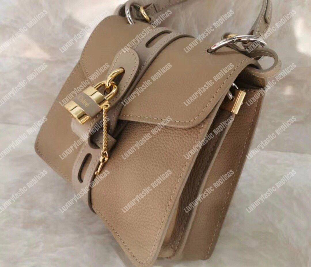 Chloe Small Aby Day Shoulder Bag In Grained And Shiny Calfskin Grey