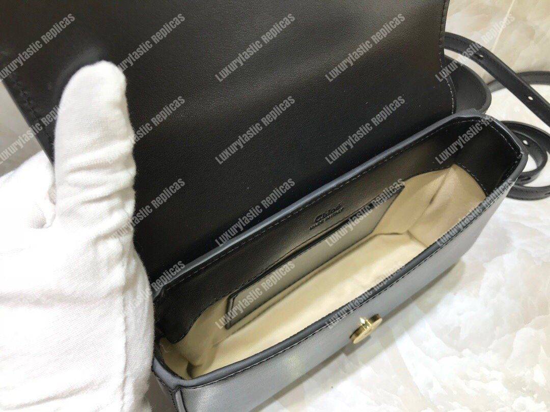 Chloe “C” Belt Bag In Shiny And Suede Calfskin Black