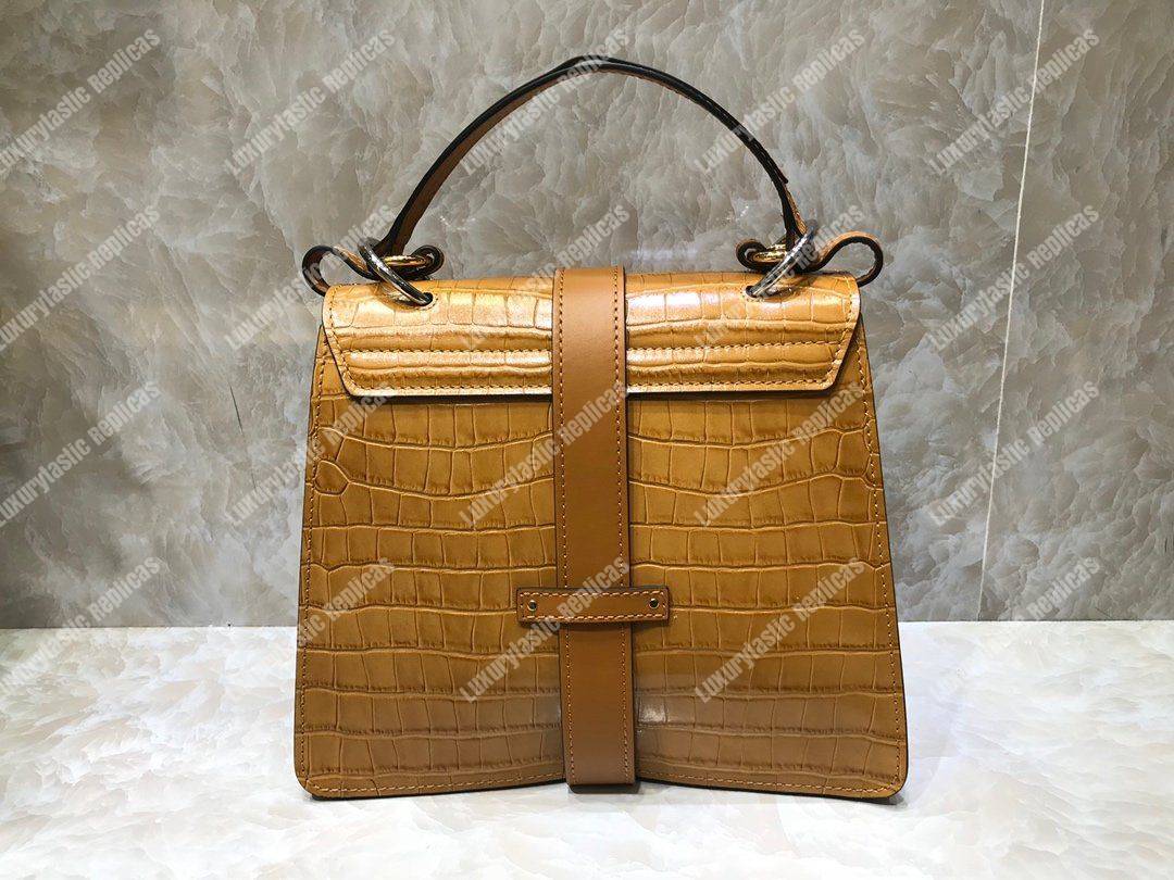 Chloe Medium Aby Day Shoulder Bag In Embossed Croco Effect On Calfskin Orange