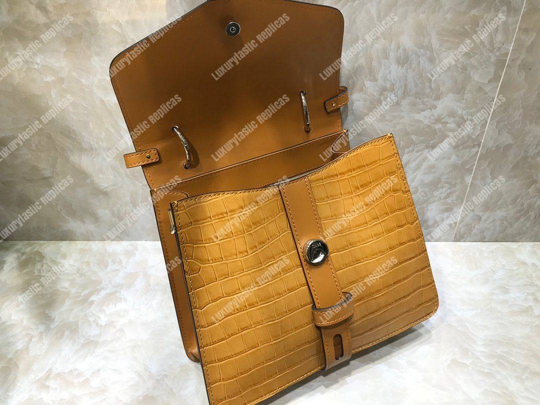 Chloe Medium Aby Day Shoulder Bag In Embossed Croco Effect On Calfskin Orange