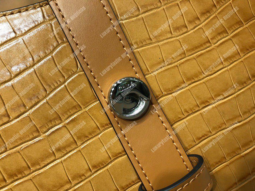 Chloe Medium Aby Day Shoulder Bag In Embossed Croco Effect On Calfskin Orange