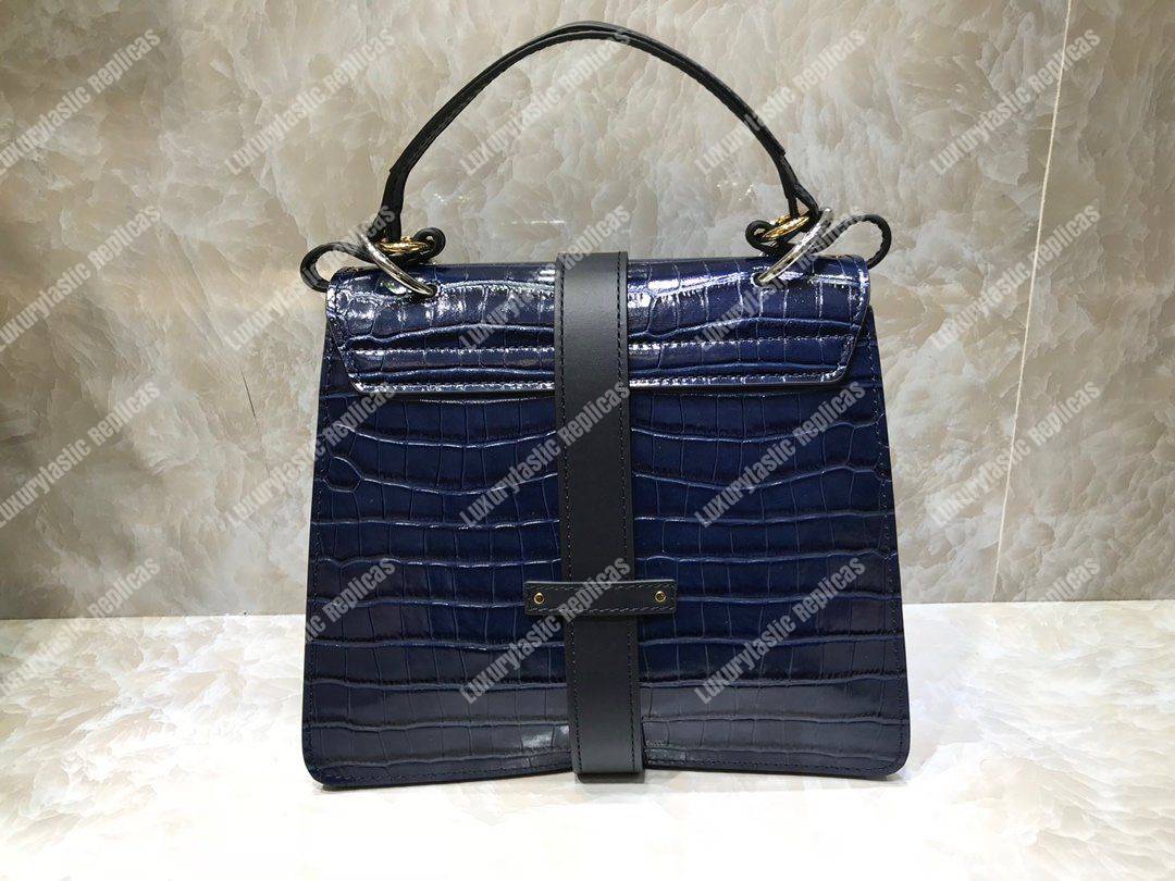 Chloe Medium Aby Day Shoulder Bag In Embossed Croco Effect On Calfskin Blue