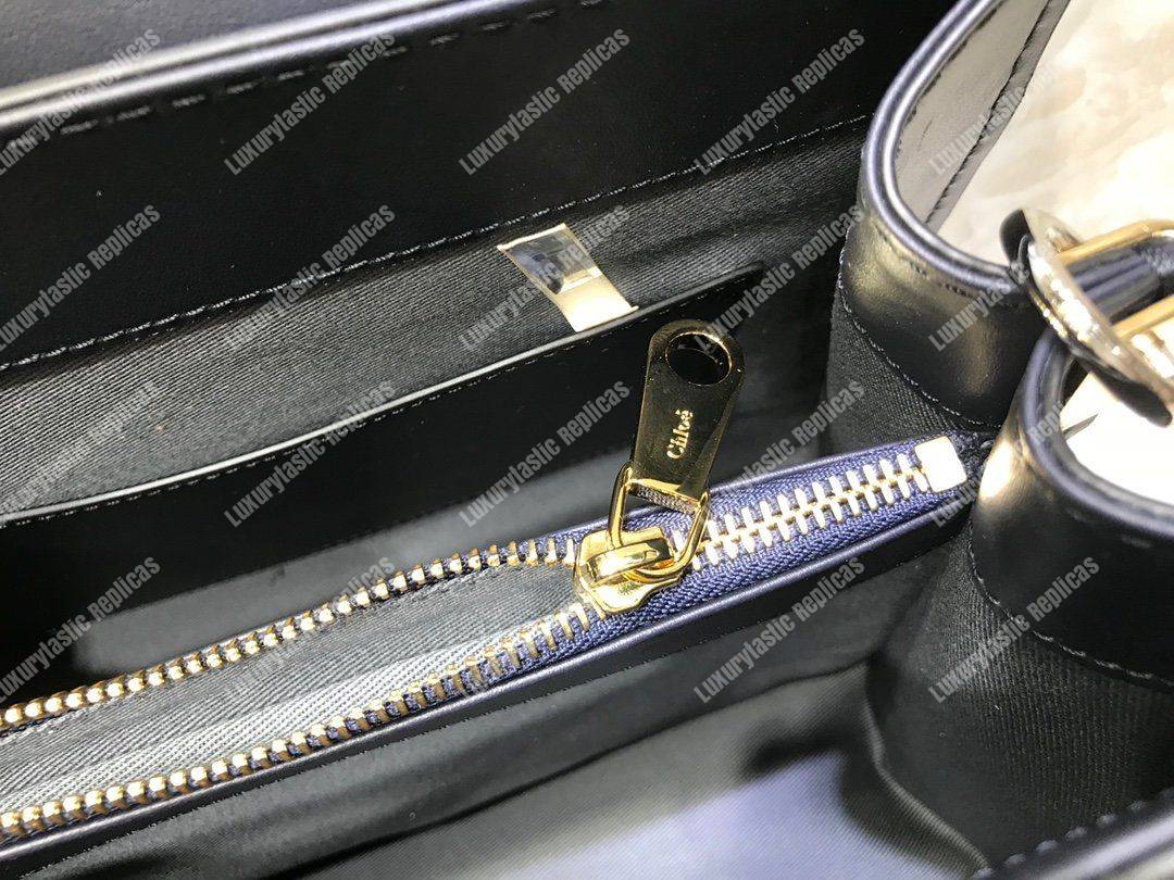 Chloe Medium Aby Day Shoulder Bag In Embossed Croco Effect On Calfskin Blue