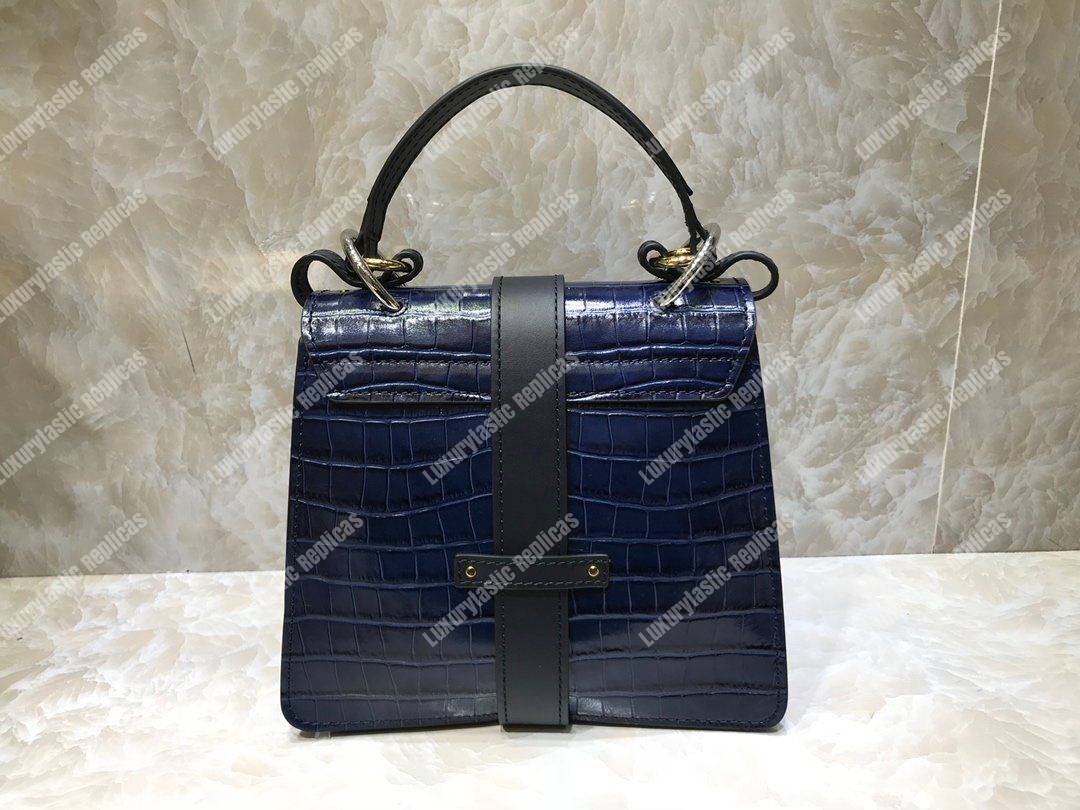 Chloe Small Aby Day Shoulder Bag In Embossed Croco Effect On Calfskin Blue