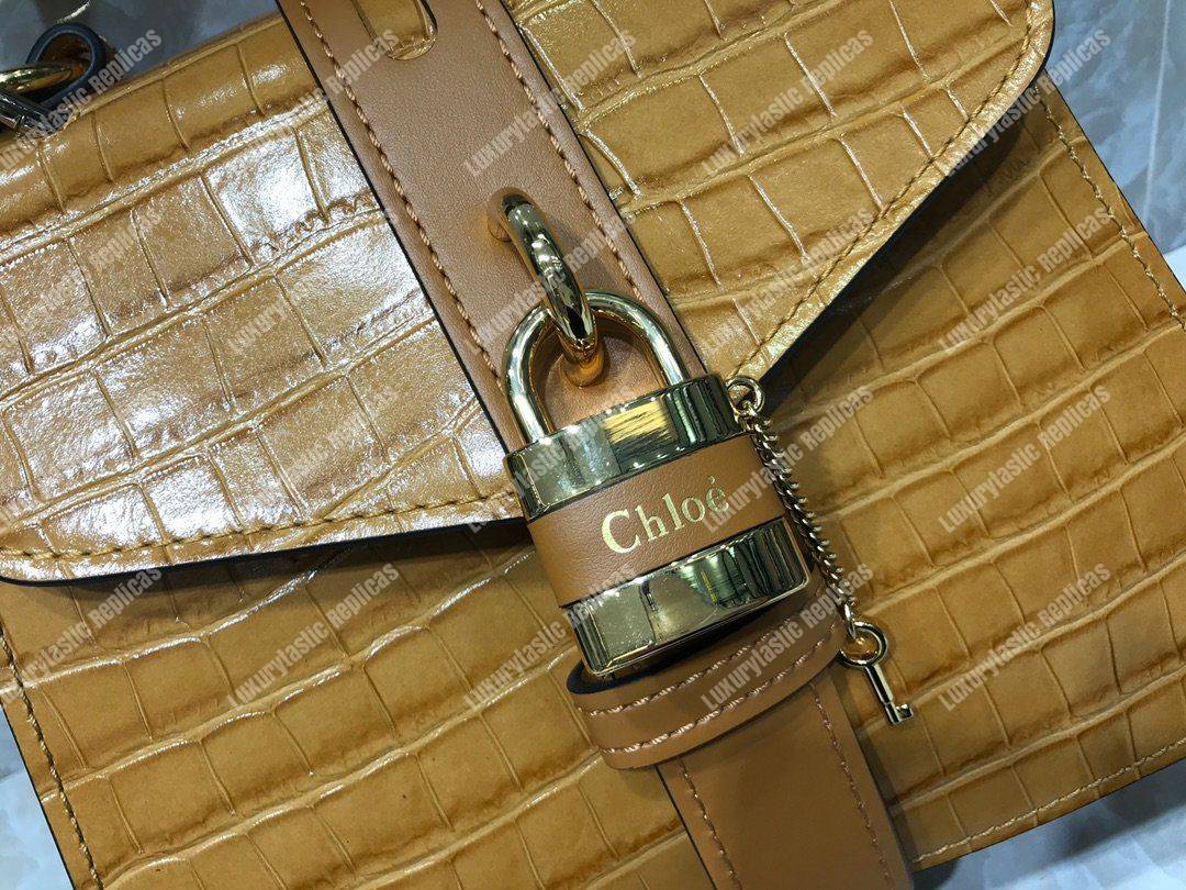 Chloe Small Aby Day Shoulder Bag In Embossed Croco Effect On Calfskin Orange