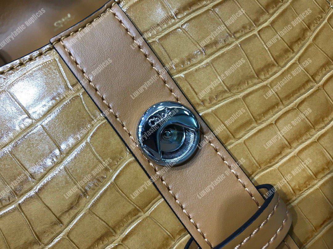 Chloe Small Aby Day Shoulder Bag In Embossed Croco Effect On Calfskin Orange